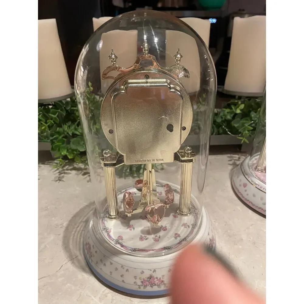 Vintage Precious Moments Love Is Kind Anniversary Clock 2003 w Glass Dome 10”